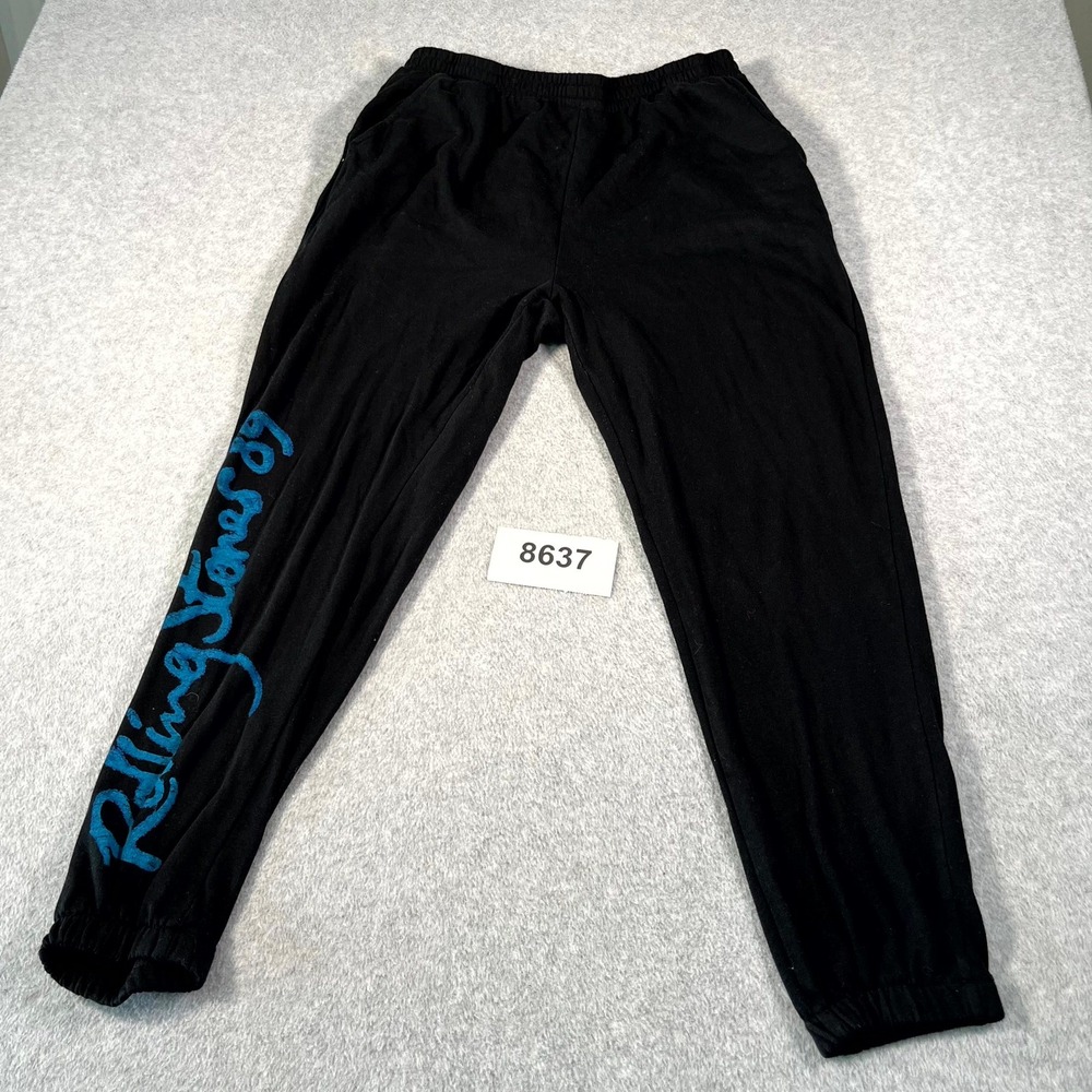 The Rolling Stones Sweatpants Mens XL Black Cotton Tapered Leg Elastic Waist